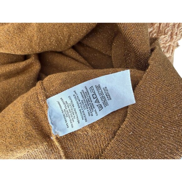 ANN TAYLOR Dark Gold Metallic Crewneck Sweater Size Medium Petite - Picture 10 of 10